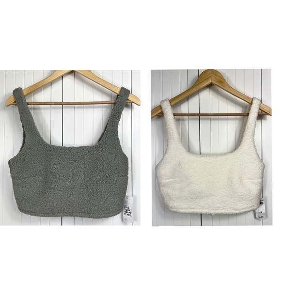 Gilly Hicks Tops - 2 NWT Gilly Hicks Fuzzy Bralette Crop Top Gray & White | Size: Medium
